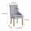 2pcs Grey Fabric Dining Chairs Button-Tufted Upholstered Armchairs with Rivets