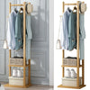 Bamboo Garment Coat Clothes Rack Stand Hat Shoe Wooden Hanger Holder Shelf Tidy