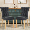 Set of 2 Dining Chairs High Back PU Leather Kitchen Chair Modern Wood Legs Home