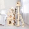 Multi-Layer Wooden Cat Tree 156cm Tall Cat Tower Modern Kitten Activity Center