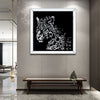 Large Crushed Mirrored Wild Animal Wall Hanging Leopard Beast Photo Frame Decor