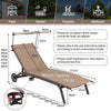 Patio Chaise Lounge Chair Metal Reclining Lounger Outdoor Recliner with Wheels