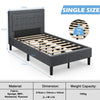 Single Size Upholstered Bed Frame Button-Tufted Soft Bed Platform w/ Headboard