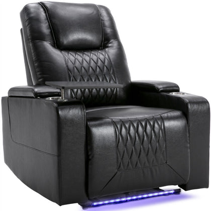 Electric Recliner Chair Lighting Gaming Home Theater Seating Leather Sofa QB