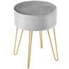 Velvet Round Footstool Upholstered Dressing Table Stool with Metal Legs Home