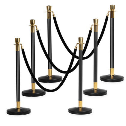 6 Polished Steel Queue Rope Barrier Posts Stands Crowd Control Stanchion 1.5M