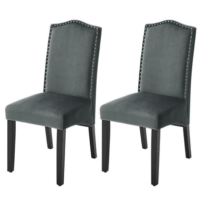 2/4x Grey Dining Chairs Kitchen Seat High Back Velvet Upholstered Knocker Back