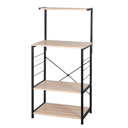 4-Tier Wooden Kitchen Microwave Oven Bakers Rack Stand Shelf Storage Organiser