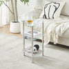 Triangle Corner Table Glass Side Table with Shelves End Table for Living Room