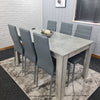 Grey Dining Table and 6 chairs wood stone grey effect kitchen dining set for 6