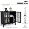 Modern Storage Cabinet Display Organizer Cupboard W/ Glass Doors Home Office