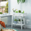 Elegant White Wood Plant Stand Balcony Corner Flower Pots Shelf Sofa Side Table