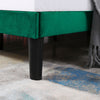 Double Size Bed 4FT6 Velvet Upholstered Bed Frame with Wood Slat Support BT