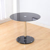 Black Tempered Glass Table Top Dining Coffee Garden SideEnd Table Desk Metal Leg