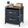 2-Drawer Nightstand Industrial Chest of Drawers Side End Table w/ Fabric Bins