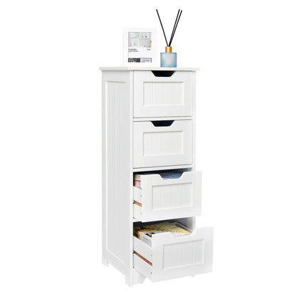 Mondeer Bathroom Cabinet with 4 Drawers Storage Unit Shelf Cupboard Home White