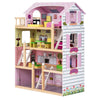 Wooden Kids 3 Storey Doll House With Furniture Accessories Mansion Playhouse Toy