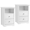 White Bedside Cabinet, Nightstand Bedside Table with 2 Drawers Cubby for Bedroom