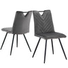 2Pcs Grey Dining Chairs Velvet Padded Seat Restaurant Chair w/ Handle Modern