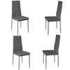 Set of 4 Dining Chairs High Back PU Leather Kitchen Chair Modern Meatl Legs Home