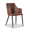 Zarah Faux Leather Armchair | Modern Dining Chair Brown Chocolate Latte Mocha UK