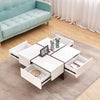 White High Gloss Coffee Table With Storage 4 Drawer Wooden Living Room Square UK