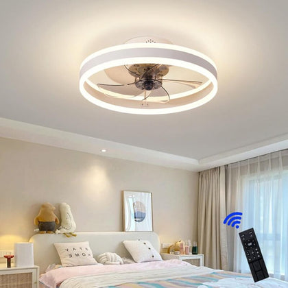 LED Ceiling Fan Light Dimmable Living Room Chandelier Lamp With Remote Control