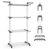 Folding Clothes Drying Rack 4-Tier Collapsible Laundry Rack Mobile Garment Dryer