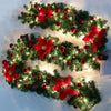 Pre-Lit Decorated Christmas Garland with Lights Red Ball Xmas Festival Tree 2.7M