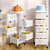 Mobile Kitchen Rotating Shelving Cart Vegetable Storage Basket Space Saving Rack