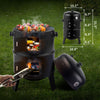 3 in 1 Charcoal Smoker BBQ Grill with Thermometer Patio Camping Barbecue Outdoor