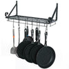 Kitchen Hanging Pot Pan Rack Wall Mount Storage Shelf Holder 10 Hooks