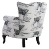 Retro Flower Butterfly Accent Chair Wingback Armchair with Wood Frame LivingRoom
