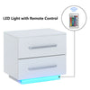 2 Drawers LED Light Bedside Table Side Nightstand Storage Organiser High Gloss