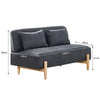 Grey Linen Fabric Sofa Couch 2 Seater Wood legs Living Room Modern with Cushion