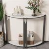 40" Half Moon Marble Console Table Hall Desk w/Shelf Storage Living Room Bedroom