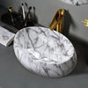 Oval Cloakroom Sink Countertop Basin 480x340mm Grey Marble Ceramic HandWash Bowl