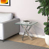 Living Sofa Side End Coffee Console Table Chrome Spiral Cross Legs Clear Glass