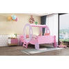 3FT Princess Carriage Kids Toddler Bed Single Car Bed Pink 90*190cm for Girls QC