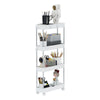 4-Tier Storage Trolley Slim Storage Shelf with Wheels Kitchen Bathroom White