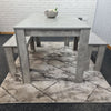 Grey Dining Table And 4 Chairs Dining Room Wood kitchen table and Leather chairs