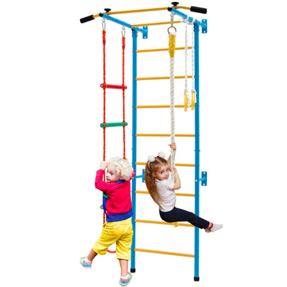 Kids Steel Swedish Ladder Set Gymnastic Wall Gym Pull-up Bar Climbing Frame