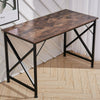Home Office PC Computer Desk Walnut Wooden Desktop Industrial Style Metal Frame