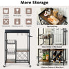 4-Tier Kitchen Serving Trolley Rolling Storage Cart W/ Wine Rack & Glass Holder