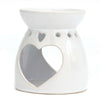 SET OF 2 HEART CERAMIC OIL BURNER MELTS WAX CANDLE TART TEA LIGHT AROMA LAMP