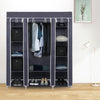 Mondeer Canvas Wardrobe Storage Organiser Fabric with Rail & Shelves Grey/Black