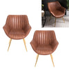 2PCS/SET Distressed Tan Leather Dining Chairs Shell Back Accent Sofa Arm Chairs
