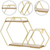 Vintage Metal Dual Hexagon Wall Shelf Books Ornament Storage Holder Display Rack