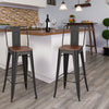 2/4pcs Vintage Bar Stool Tolix Breakfast Bistro Low Back Chairs Metal & Wood