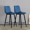 2X Blue Velvet Bar Stools Breakfast Stool Kitchen Pub Chairs Padded 65cm Seat